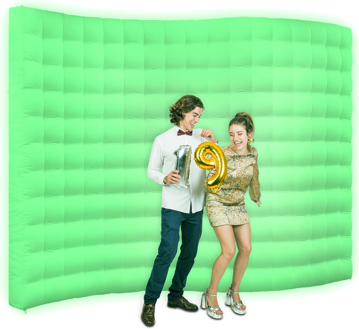 12ft Color-Changing Inflatable Wall – Light-Up S-Shaped Photo Booth Wall with Built-in Blower for Photo Backdrop, Event Exhibition & Parties-1 PC