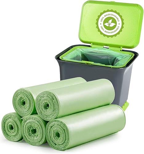 Miniatura 2 de Bolsas de basura biodegradables, 100 unidades, forro de basura pequeño de 20 litros reciclan bolsa de basura de 4 a 6 galones, bolsa de basura