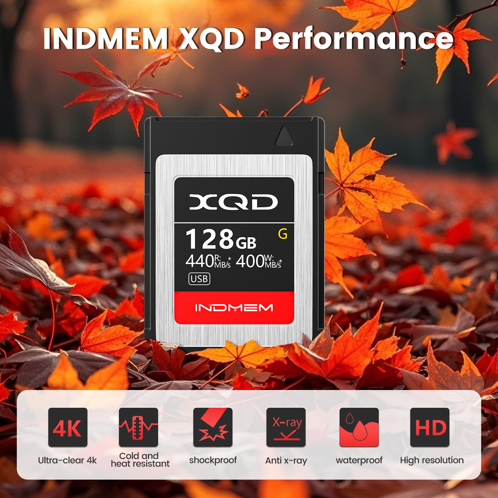 INDMEM 128GB XQD Card 5x TOUGH MLC XQD Flash Memory Card High