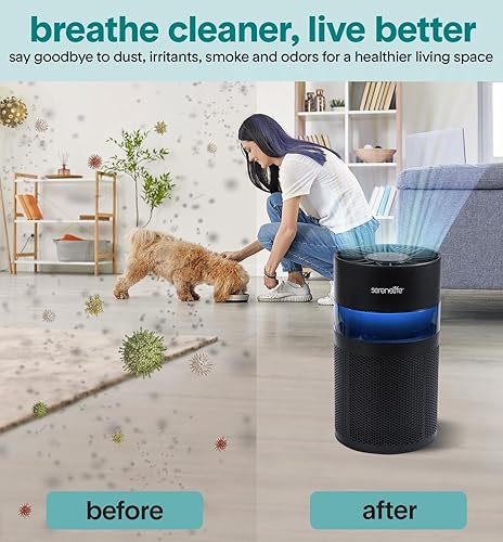 Miniatura 5 de SereneLife Purificador de aire portátil - Purificador de aire pequeño con caja de aroma y luz ambiental, alta eficiencia de filtración, 2