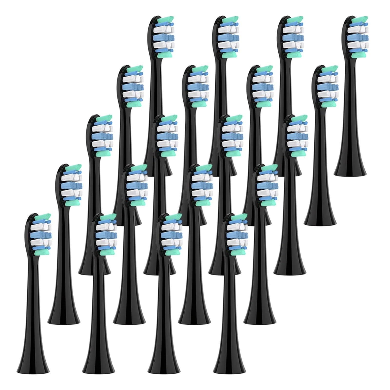 muyihui Paquete de 4, 8, 12 y 20 cabezales cepillo repuesto compatibles con dientes eléctrico Click-on, recambios cepillos(Black-20 Pcs)