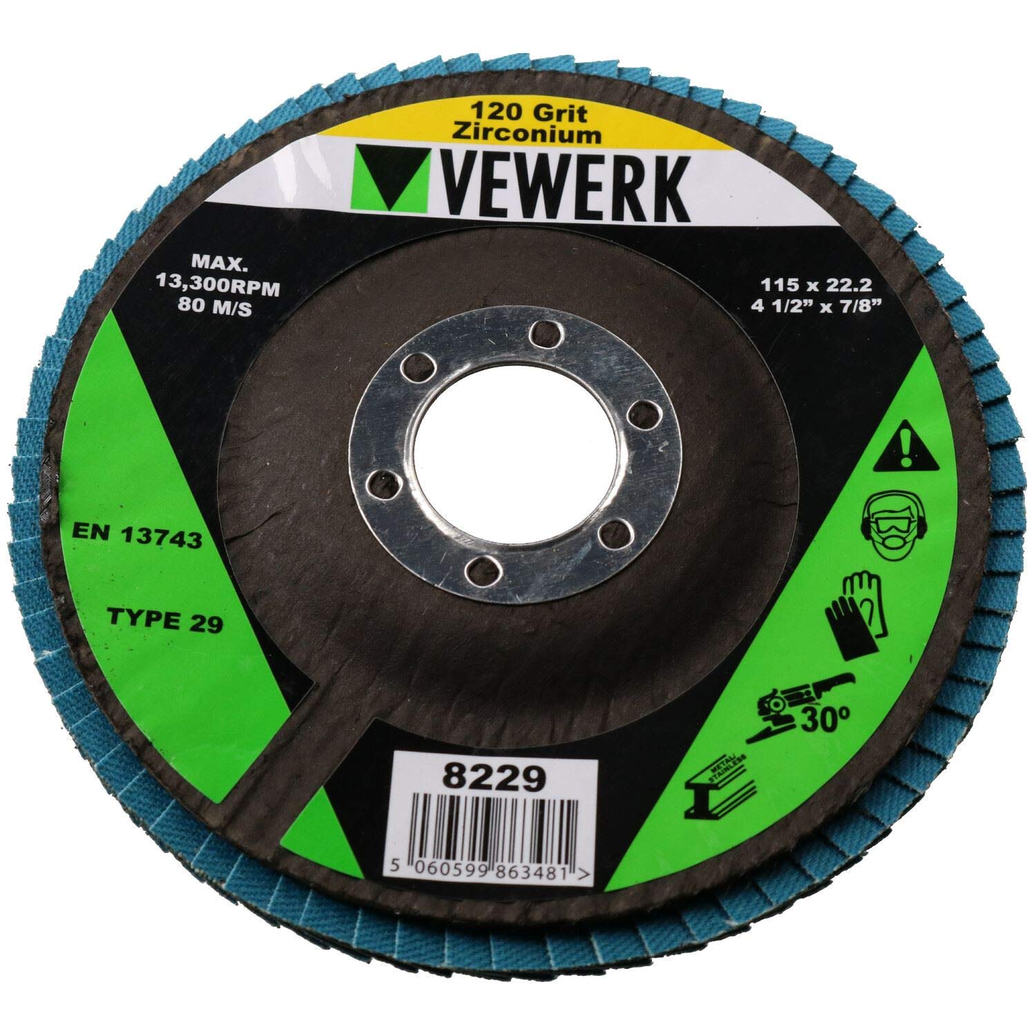 Dischi lamellari in zirconio, grana 120, per smerigliatura, smerigliatrice da 11,4 cm, 100 pezzi