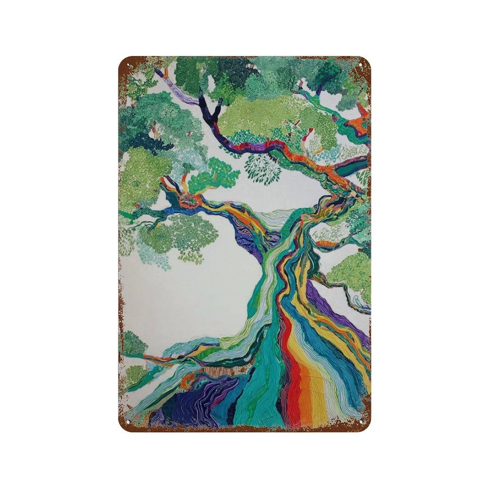 xiaoxiaoshen Rainbow Tree – Colorful Nature Abstract Botanical Work Vibrant Contemporary Mode (2) Wall Decor Art Metal Tin Poster Modern Home Decor Art Home Bar Shop Decorations Vintage Sign 30x20cm