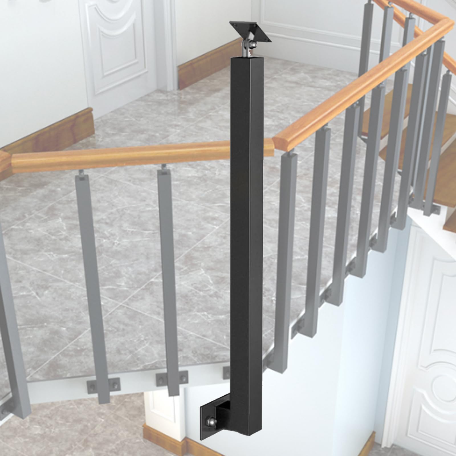 Broches de balustre réglables à 270° en fer noir pour fixation latérale d'escalier