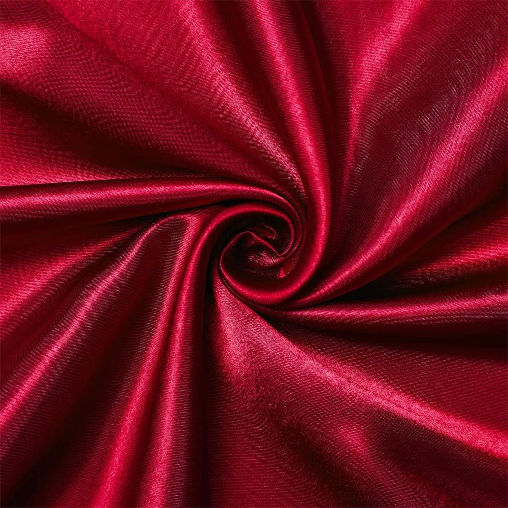 AiMay 6 Piece Satin Bedding Sheet Pillowcase Sets Deep Pocket Luxury Rich Silk Silky Super Soft Solid Color Sexy Honeymoon Stain-Resistant Wrinkle Free (Queen, Burgundy
