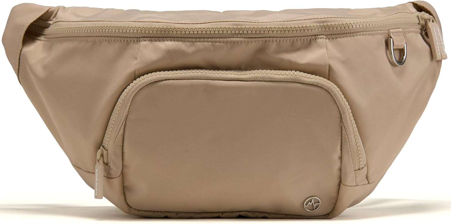 Pander Everywhere Belt Bag Crossbody Fanny Pack with Mesh Pockets and Adjustable Strap, 6L / Raw Linen