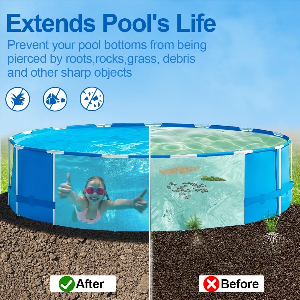 15 FT Pool Liner Pad, Round Pool Liners for Above Ground Pools, Pool Mat Made of Durable Geotextile Material Effectively Prevents Puncture, Extend Liner Life