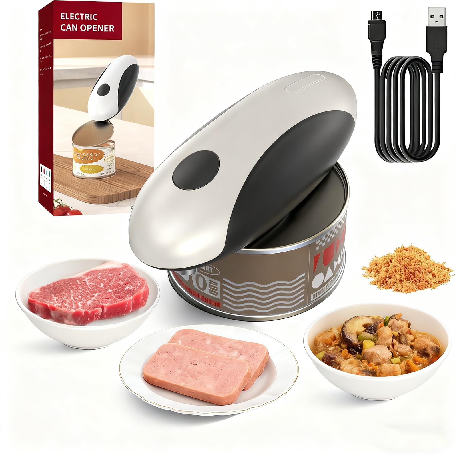 Ouvre-boîte électrique ergonomique pour senior et mains sensibles