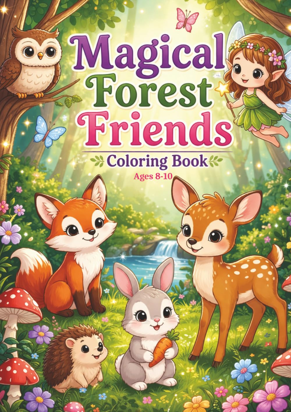 Magical Forest Friends Coloring Book: A Cute and Easy Coloring Book for Kids Ages 8-10 with Adorable Animals, Fairy Scenes, and Fun Relaxing Pages