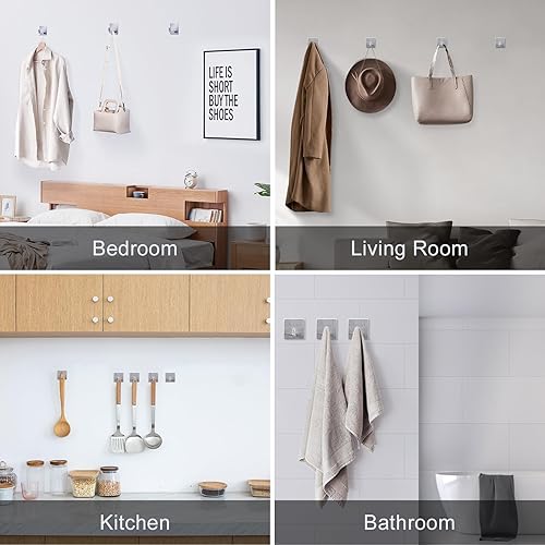 Miniatura 2 de Ganchos de pared adhesivos para mantas de fuego, ganchos de acero inoxidable impermeables para oficina en casa y colgar al aire libre, capacidad de