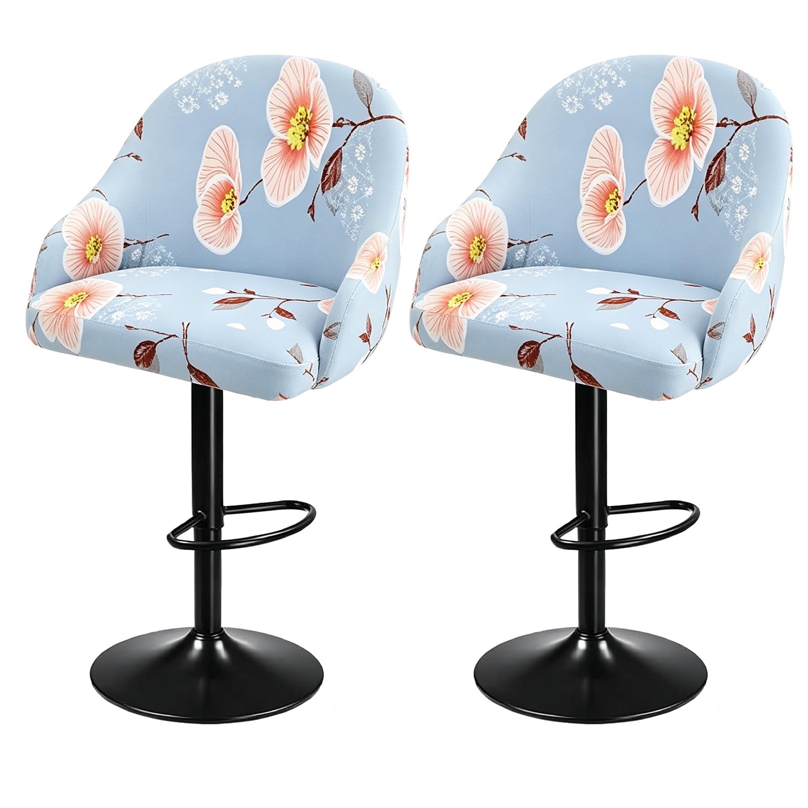 Bar Stools Cover,Short Back Chair Cover, Swivel Chair Slipcovers With Back, Stretch Bar Stool Chair Slipcovers With Round Backs Arms Curved Accent ,Counter Bar Stool Cover For Armchair,Kitchen Island(