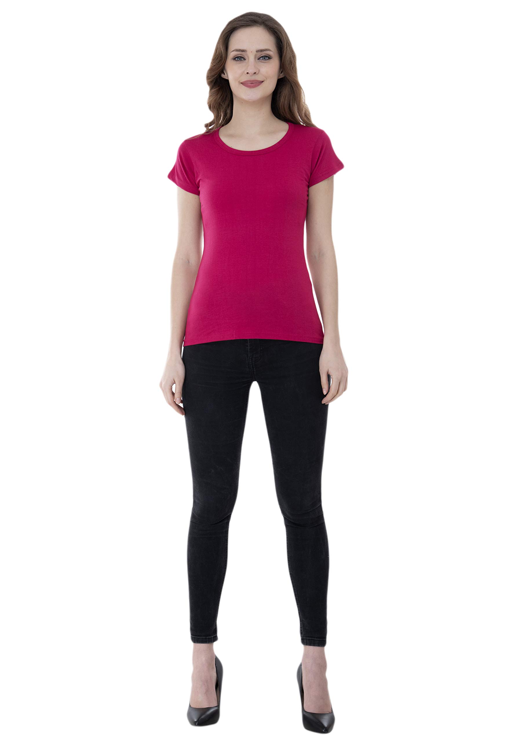 Women Cotton Solid Half Sleeve Round Neck T-Shirts (Pack of 1)-picture-24