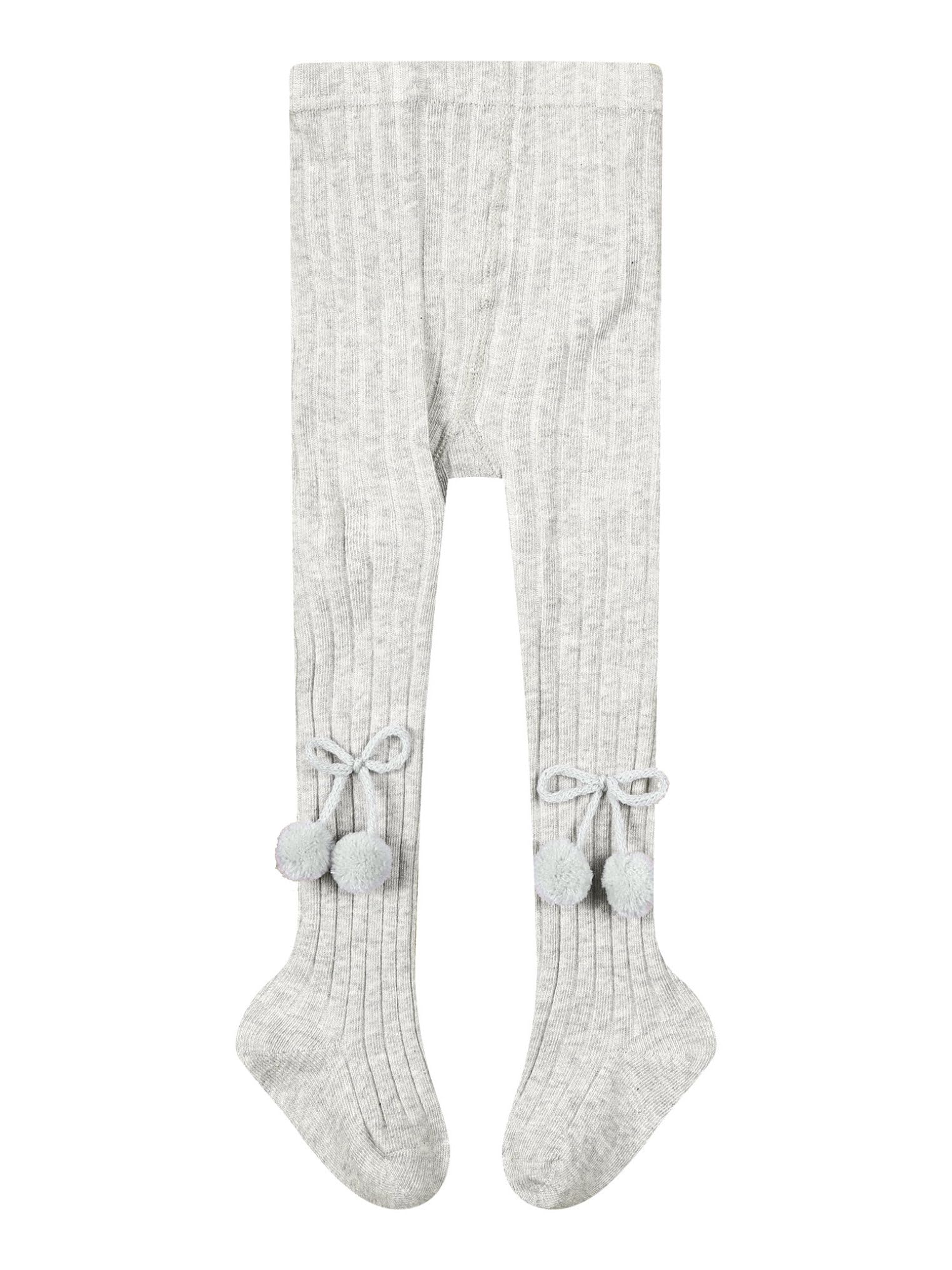 Kaerm Infant Baby Girls Tights Footed Leggings Bowknot Princess Stockings Warm Knit Pantyhose for Under Dress Grey 0-12 Months