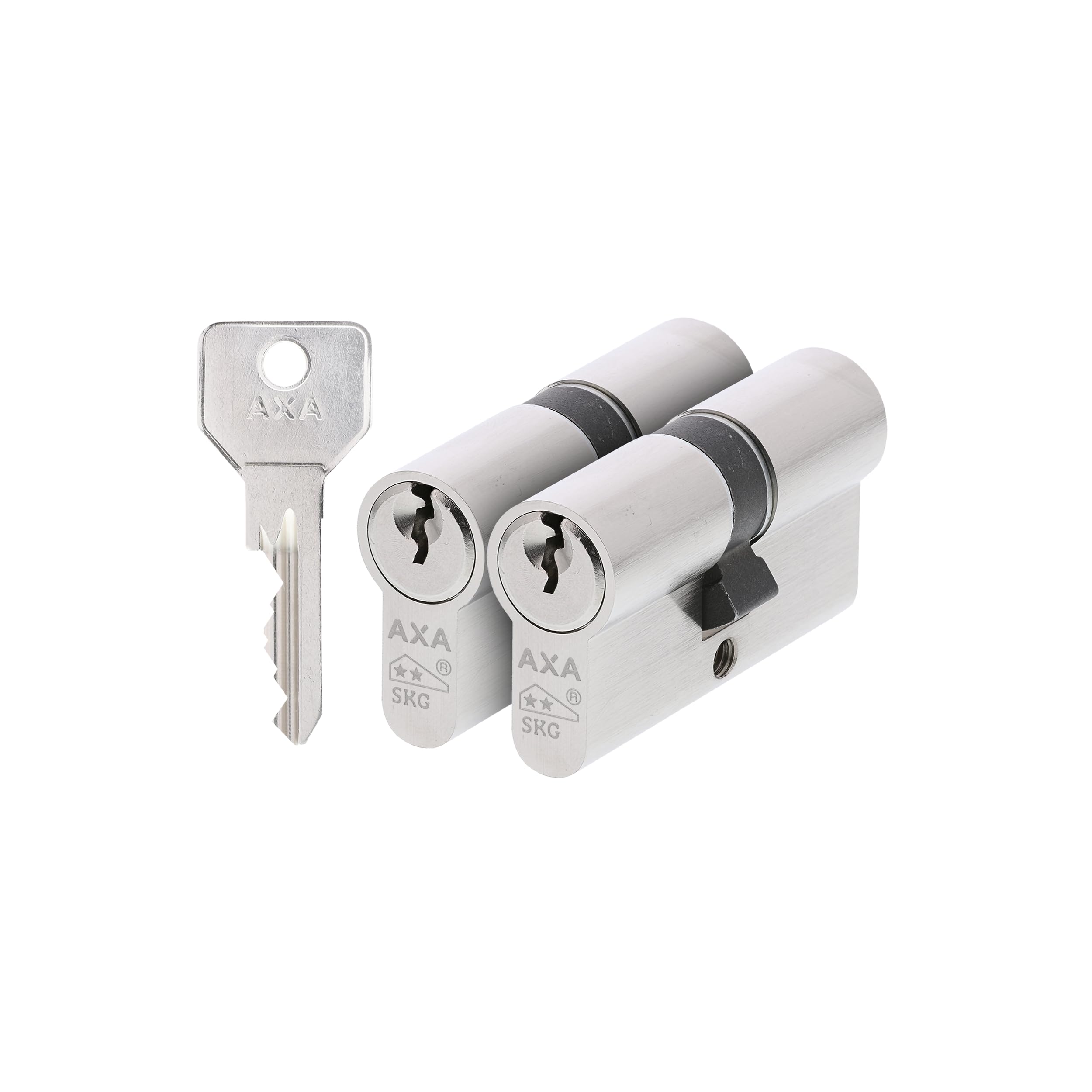 AXA Sicherheits Schließzylinder 30 30-2er set - Security - Doppelter Zylinderschloss 30 30 - Schliesszylinder - inkl. 6 Schlüssel - Vernickelt - 30/30 mm