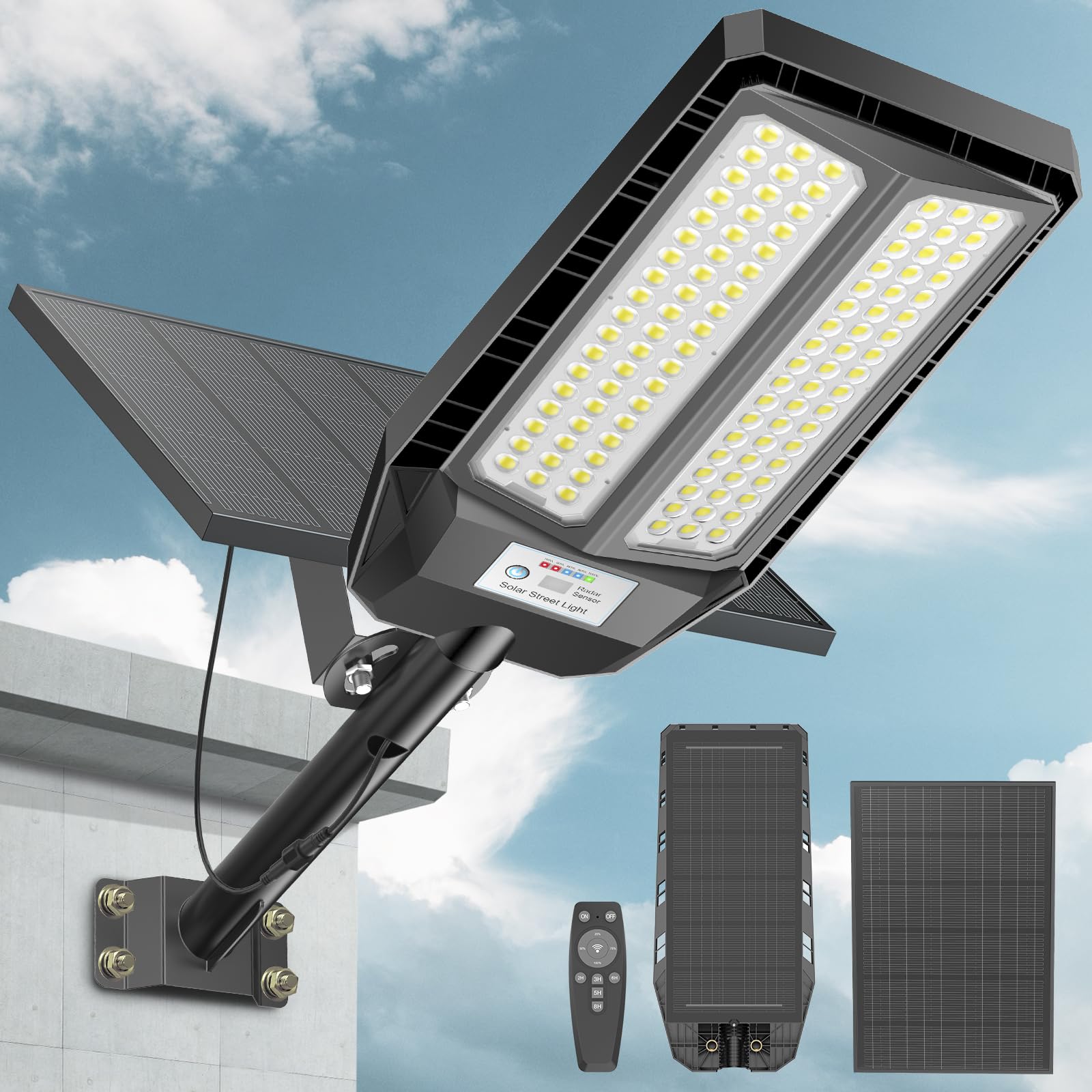 VOOJOY 9000W Solar Street Lights Outdoor, 7000K Solar Light