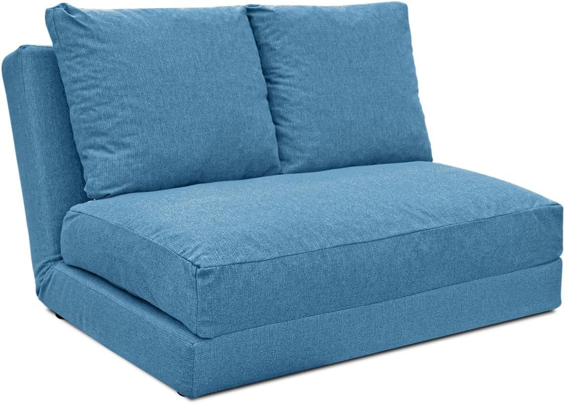 Divano Letto 2 Posti EVERGREENWEB NELLY - Blu, Schienale Reclinabile