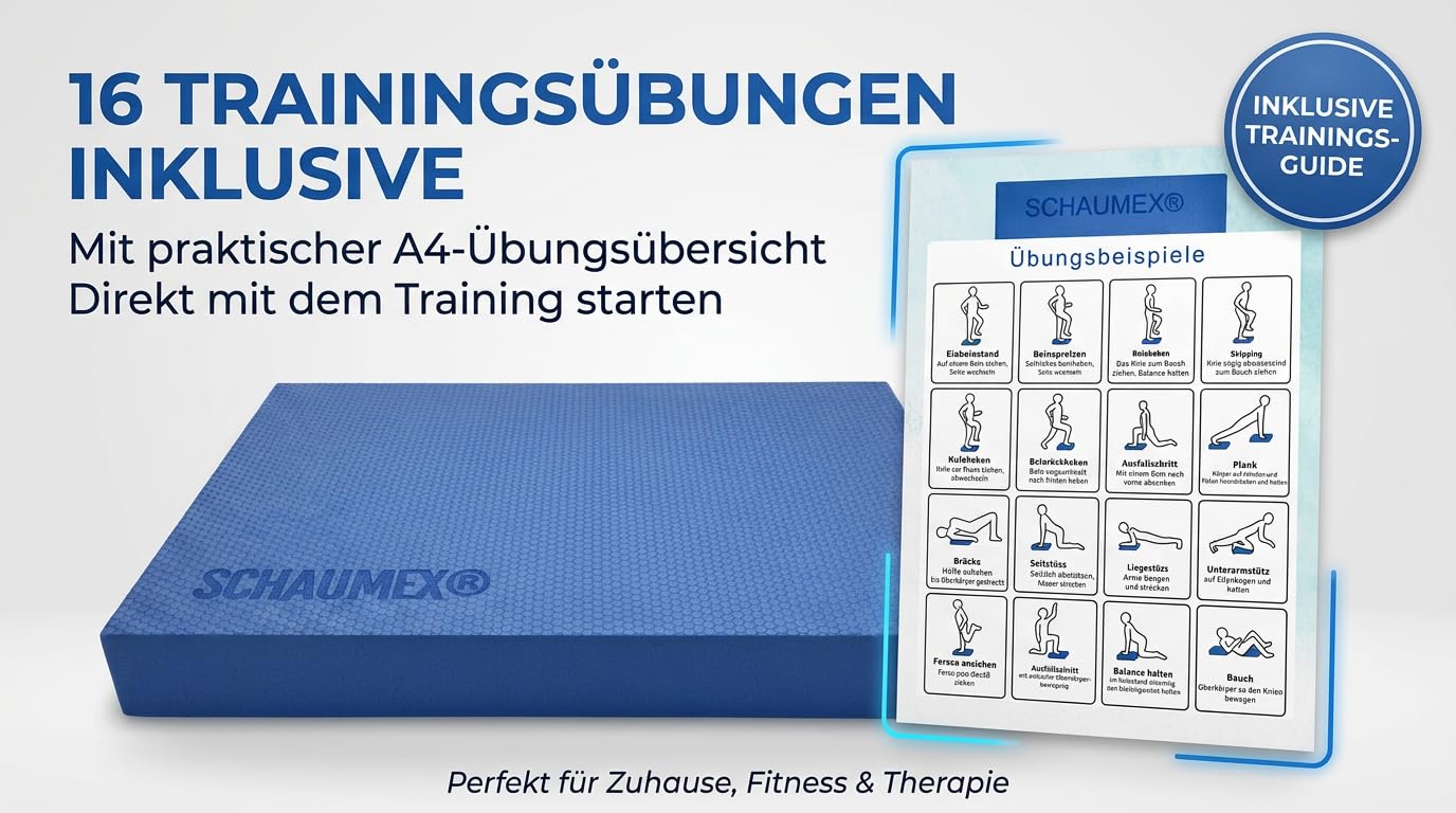 Balance Pad Made in Germany – Profi Gleichgewichtskissen für Fitness, Yoga & Physiotherapie – rutschfeste Hexagon-Struktur – Stabilitätstraining & Reha – inkl. 16 Übungen – 40×34×5 cm