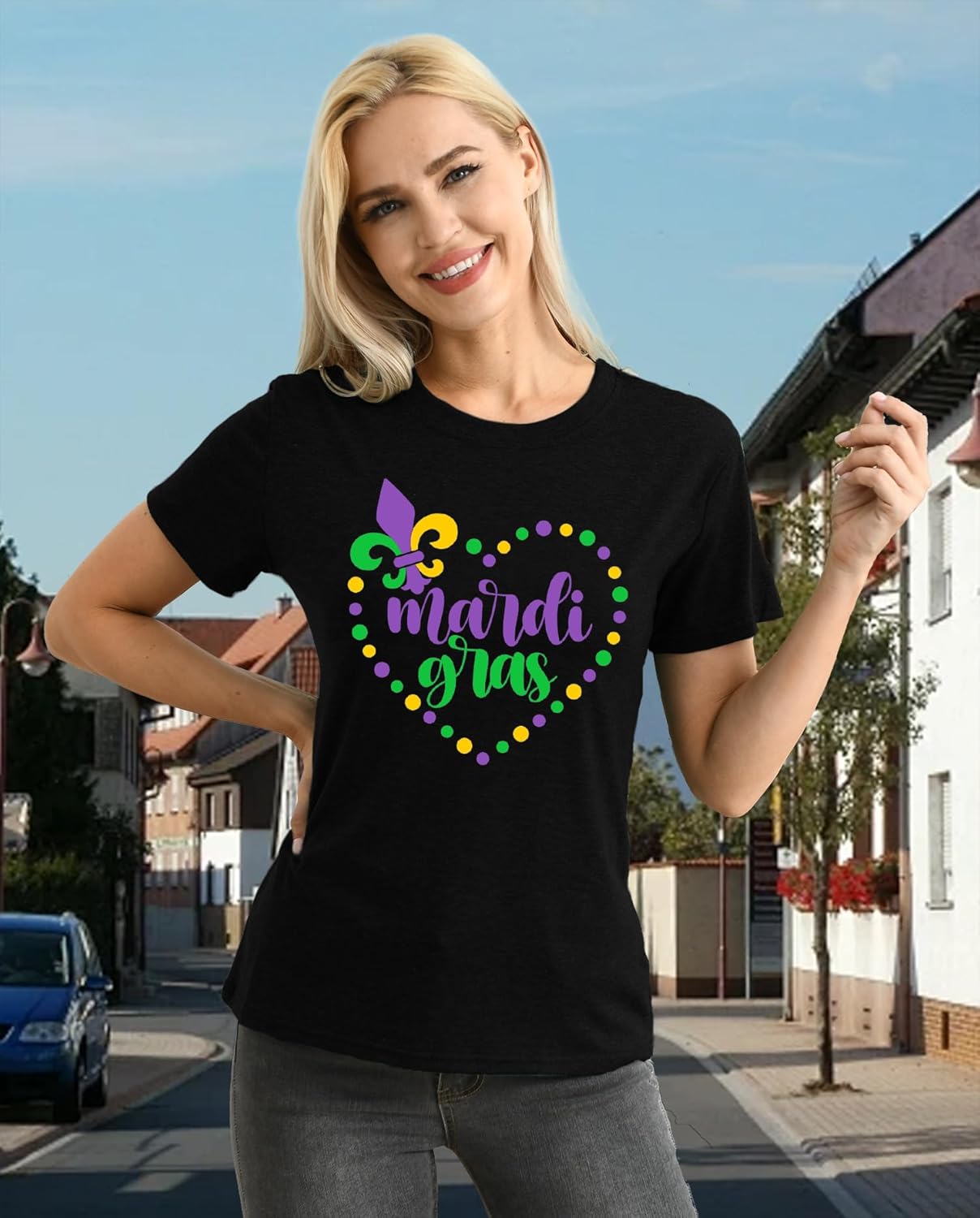 Mardi Gras Shirt for Women: Fat Tuesday Tshirts Carnival Heart Tee Shirts - Image 2