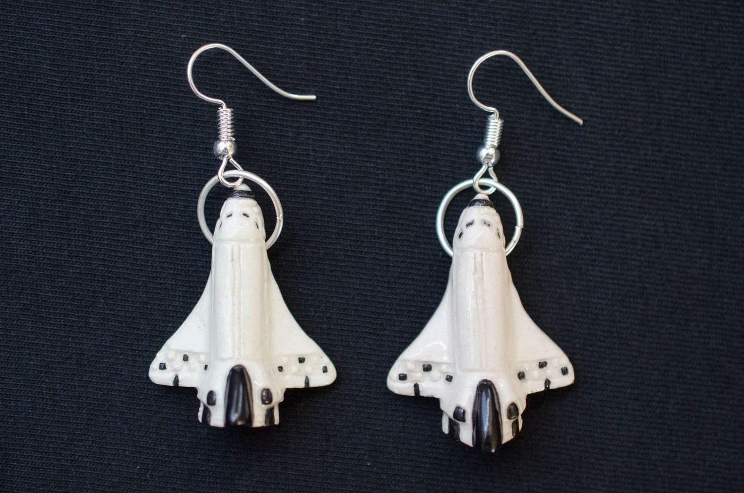 Spaceship Earrings Miniblings Weltall Silver 33Mm Ceramic