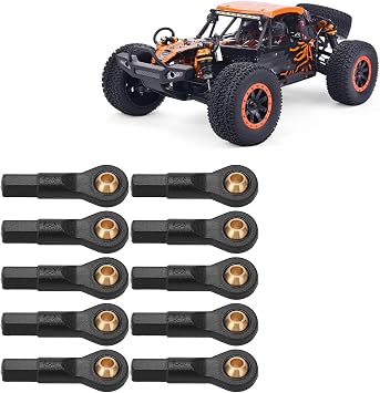 RC Tie Rod End 10pcs Lightweight Plastic Ball Head Holder for 1/10 1/12 RC Cars Black 2.5mm Aperture