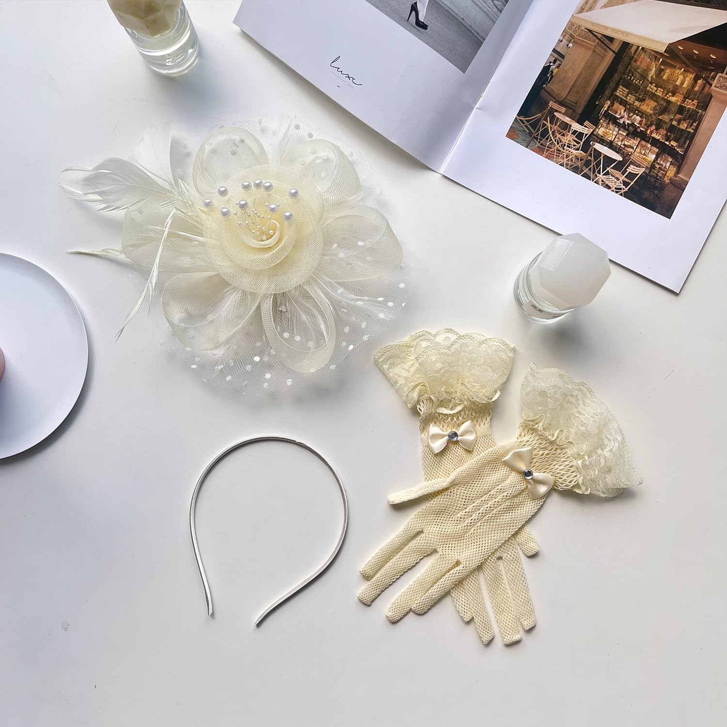 Fascinator Hat Veil Feather Fascinator Tea Party Bridal Wedding Veil Pillbox Hat - Image 4