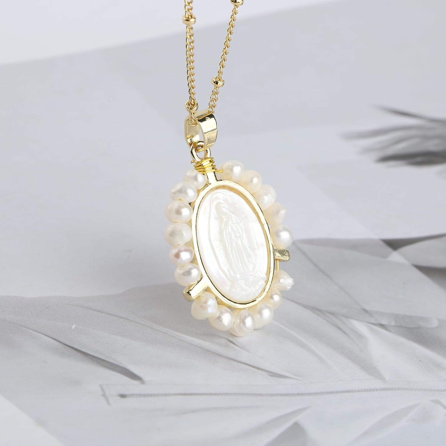 Virgen De Guadalupe Necklace, Mother Mary Our Lady of Guadalupe Charm Pendant Gold Necklace for Women Catholic Religious Gifts - Image 4