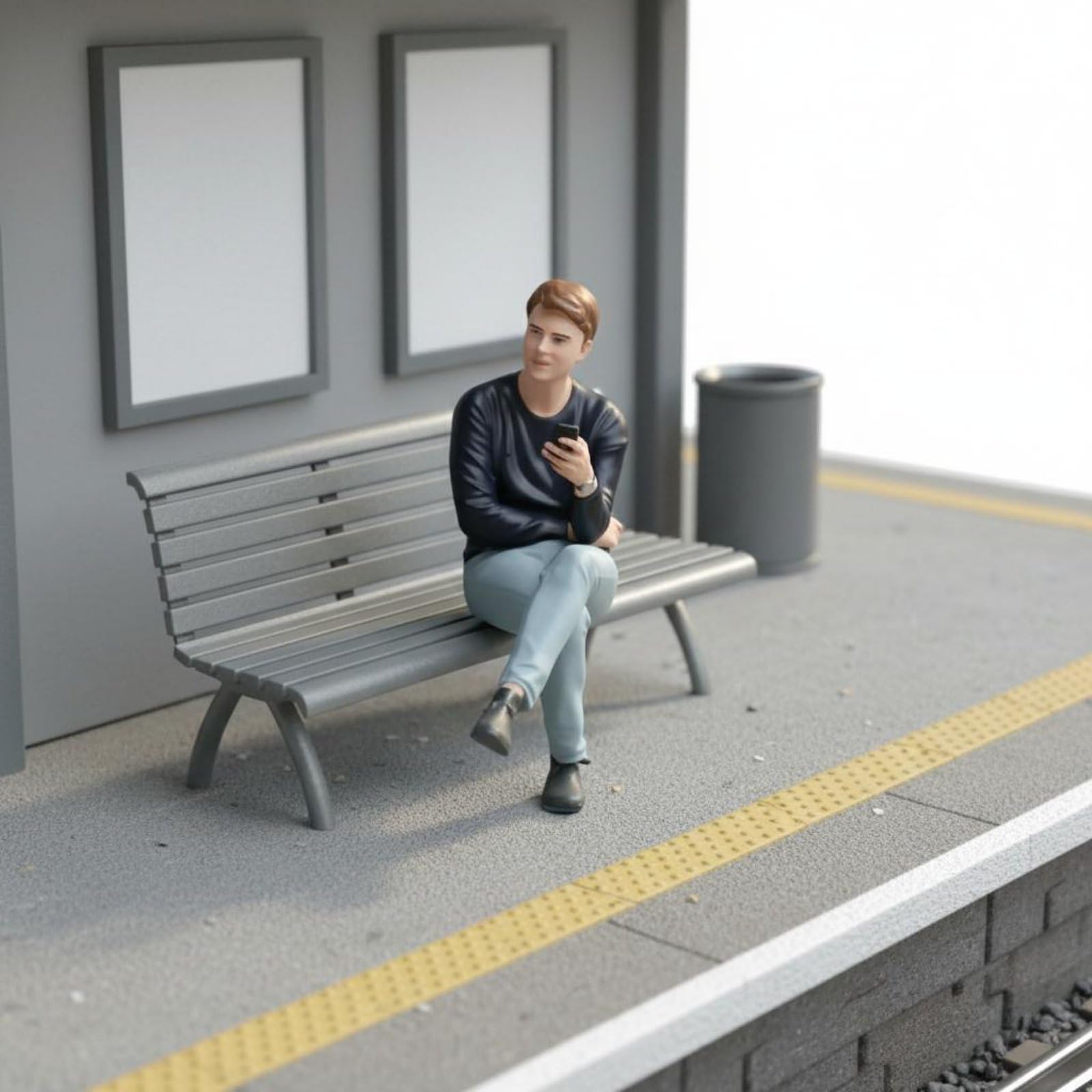 Colcolo Miniaturfigur Bemalt Miniaturen Figur Modellfigur Resin Mann Sitzend Telefon Handbemalt Detailreich für, Modern, Sitzende Figur, Detailliert Bemalt, Mit Gesichtszügen, Maßstab 1 18
