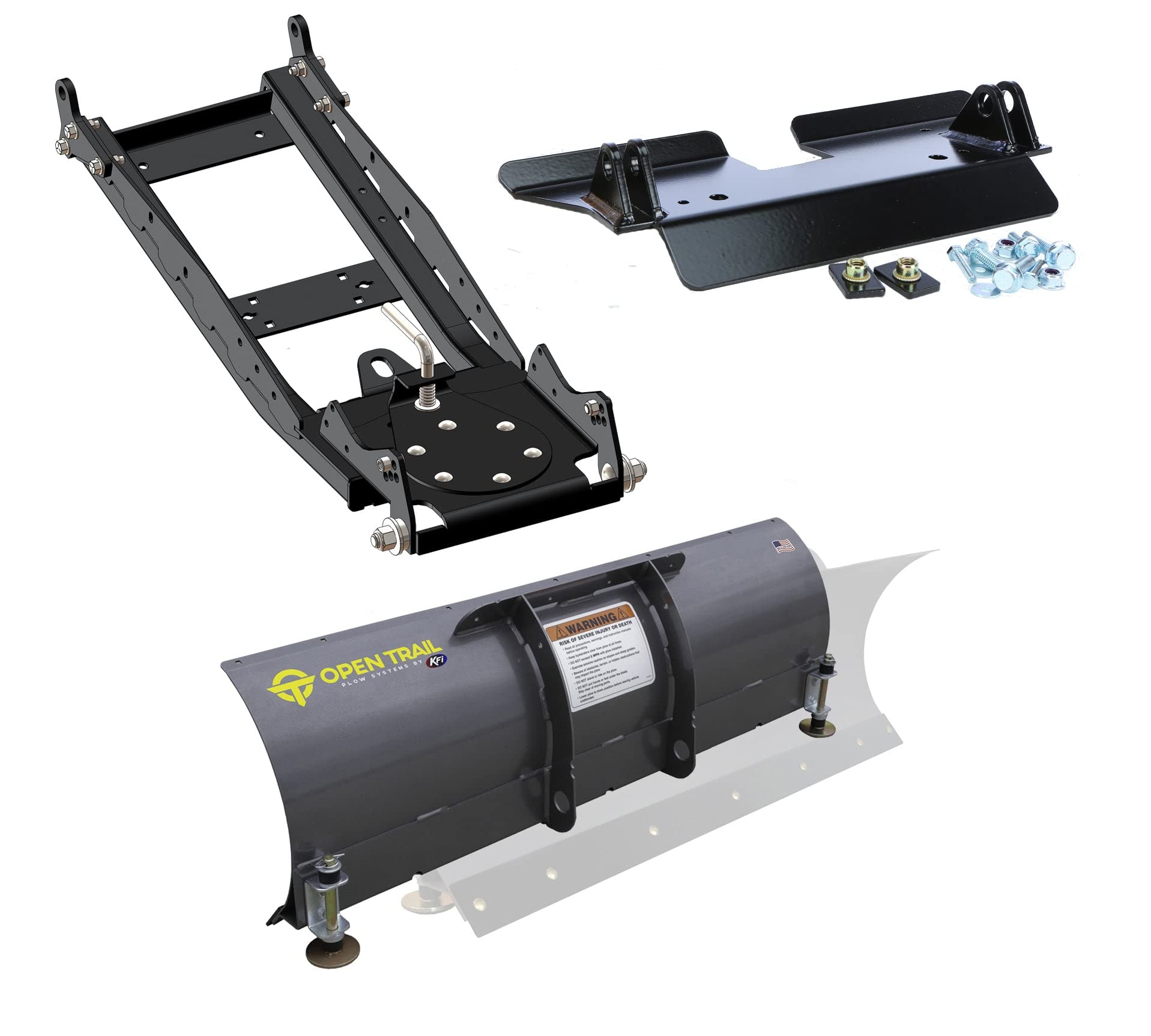 Open Trail/KFI 60" Steel Snowplow Combo Kit - 60" Steel Plow + Plow + Push Tube - Compatible/Replacement for 2010-2020 Can-Am 1000 Commander