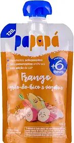 Papapá, Papinha infantil, Sabor Frango, Grão-de-Bico e Vegetais, 120g, Laranja