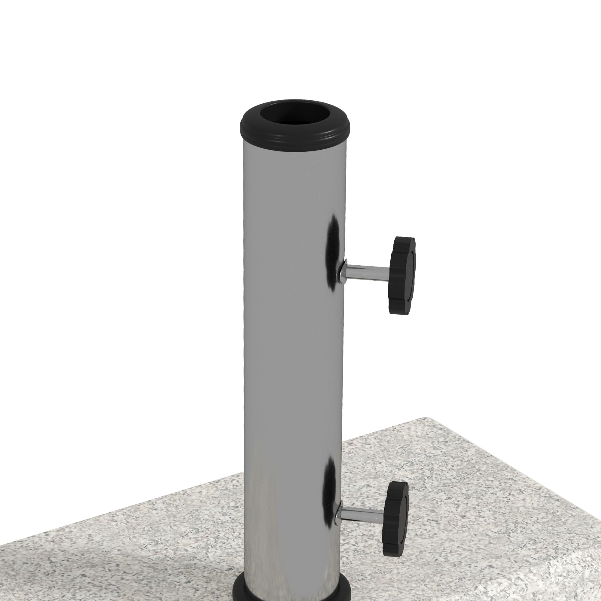 Outsunny Base per Ombrellone da Giardino 25kg per Pali da Ø32mm, Ø38mm e Ø48mm, Base Ombrellone in Granito e Acciaio Inox con Manopole Laterali e Maniglie, 45x22.5x40 cm, Grigia