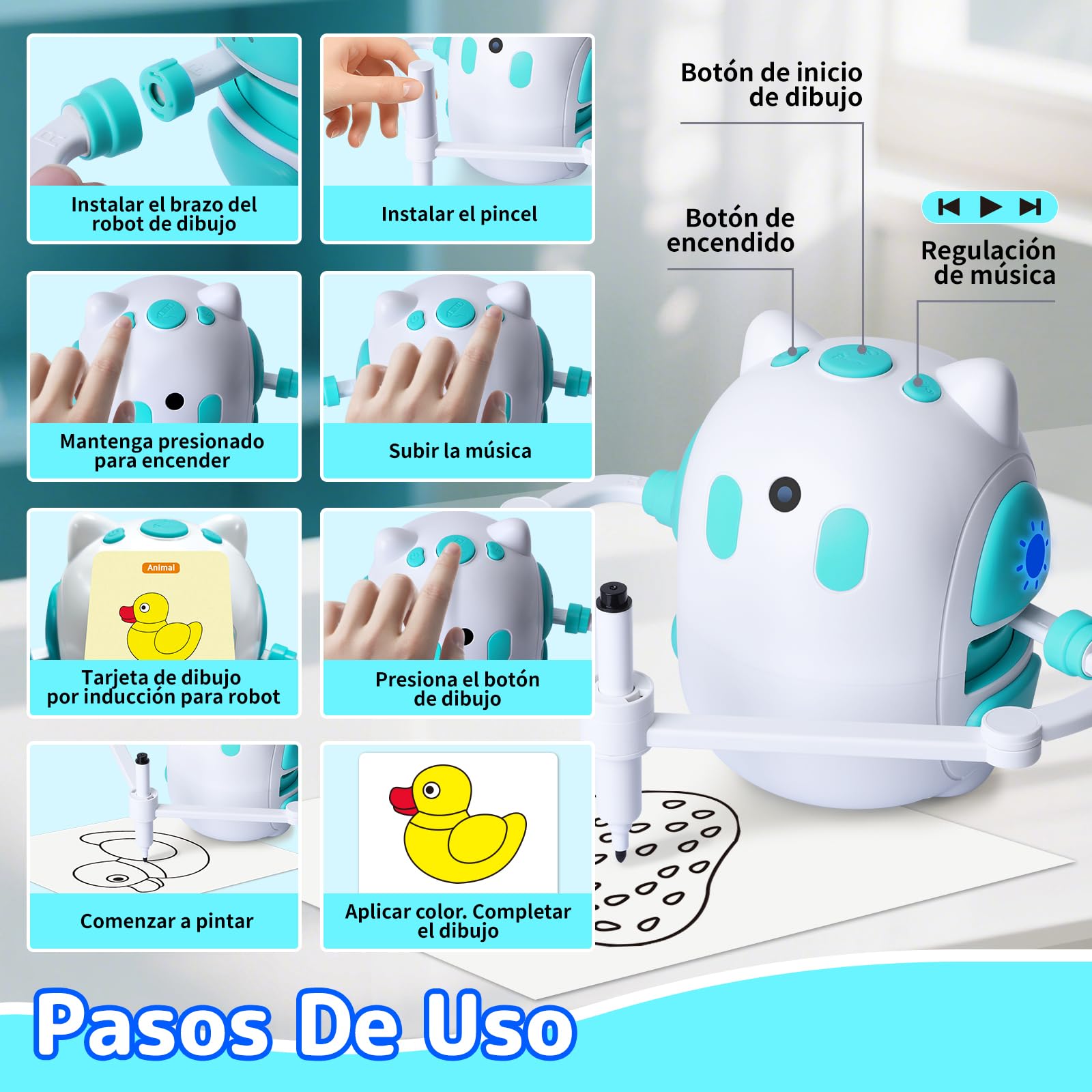Roboticador de Dibujos para Niños 150 Tarjetas de Aprendizaje con Guía de Voz Montessori Materiales de Dibujo para Niños y Niñas de 3 a 8 años Regalo de Cumpleaños y Navidad (Versión en Inglés)