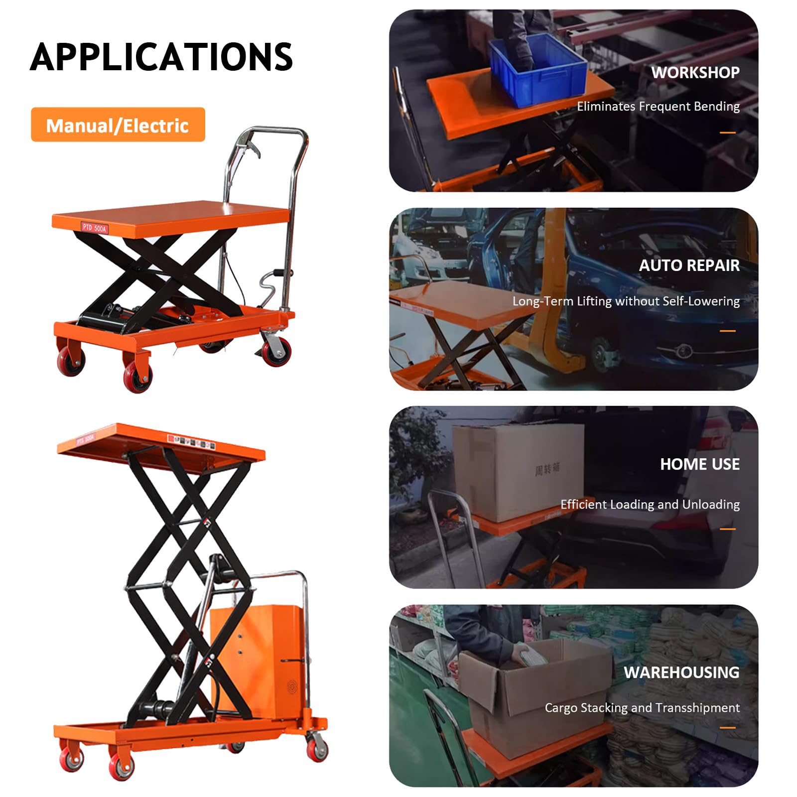 Carrello Sollevatore con Piattaforma a Pantografo| Altezza di Sollevamento 126cm/110cm, Portata 150 kg, Dimensione tavola 700x450mm, Transpallet a Forbice per Officina/Magazzino Electric