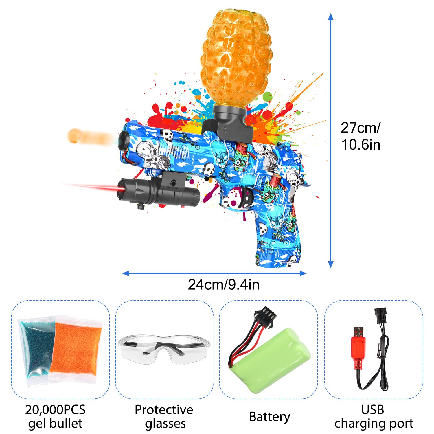 Electric with Gel Ball Blaster JFIEEI Gel Blaster Gun with 10,000 Gel