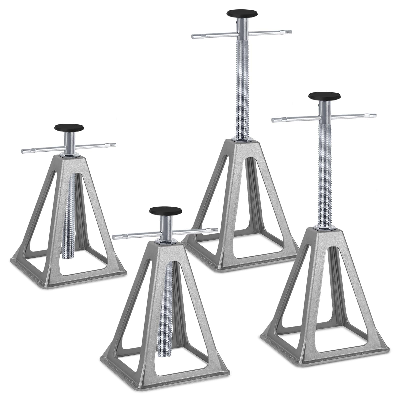 SUBTLETY Aluminium Stützböcke Set Manuelles Auto Tretlager 28-43cm Höhenverstellbar Unterstellböcke Alu Hebebühnen mit Griff Wohnmobil Ständer Belast bis 1T Wohnwagen für KFZ Anhängern (4 Stück)