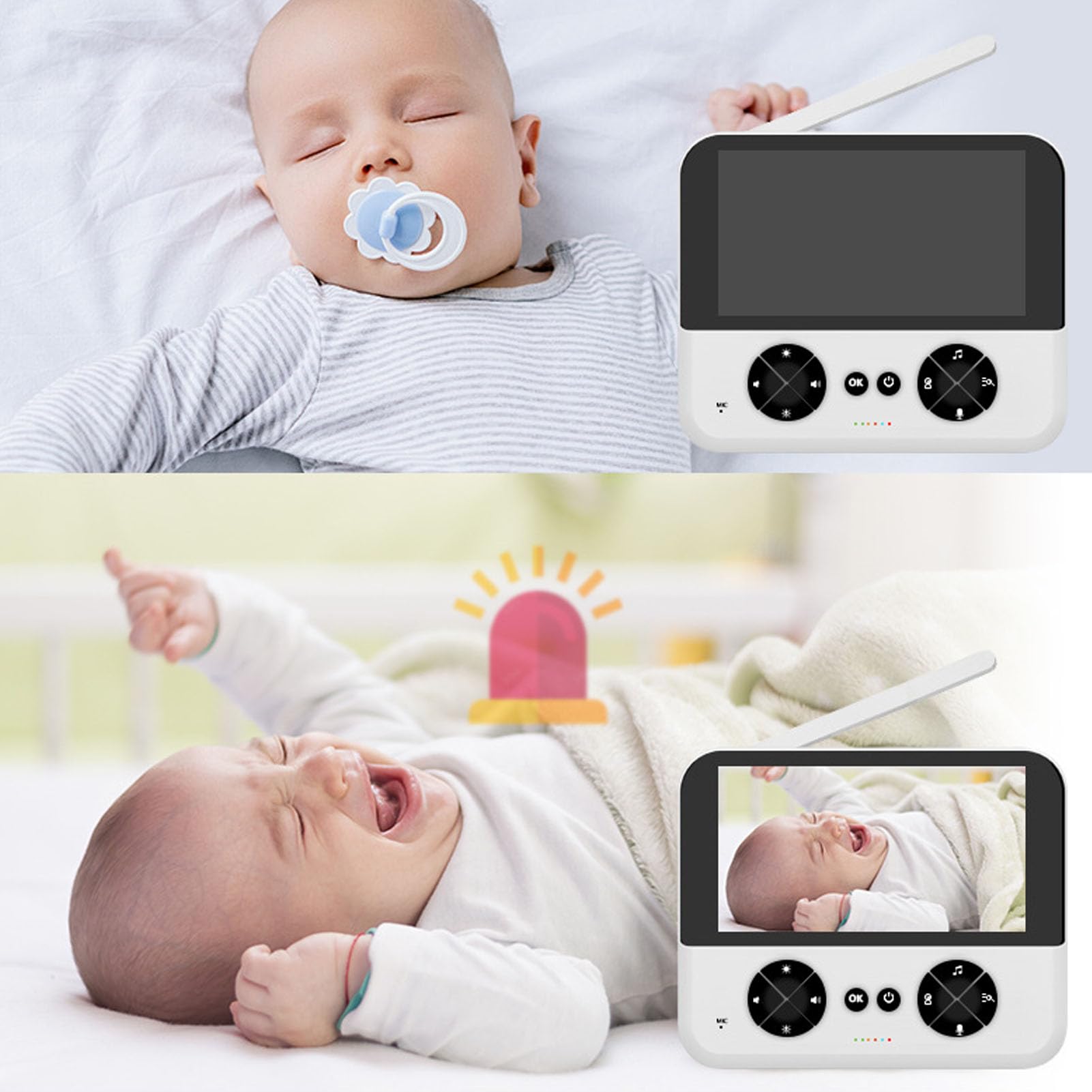 Baby Monitor con Fotocamera e Audio, 4,3 Pollici 980 Ft Bidirezionale con Tecnologia FHSS a 2,4 GHz Baby Monitor con Trasmissione per Visione Notturna Telecamera Portatile per