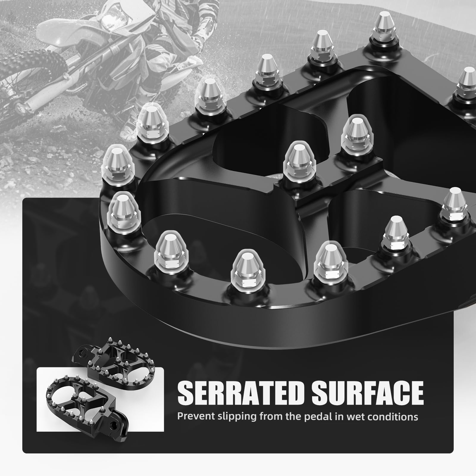 NICECNC Pedane larghe forgiate Compatible with 65SX 2009-18 85SX 2003-17 125SX 250-450SX-F 1998-15 250SX 1998-16 125-530 EXC EXC-F 1998-16 150-300XC 250XC-F 2006-16, vedi montaggio, nero