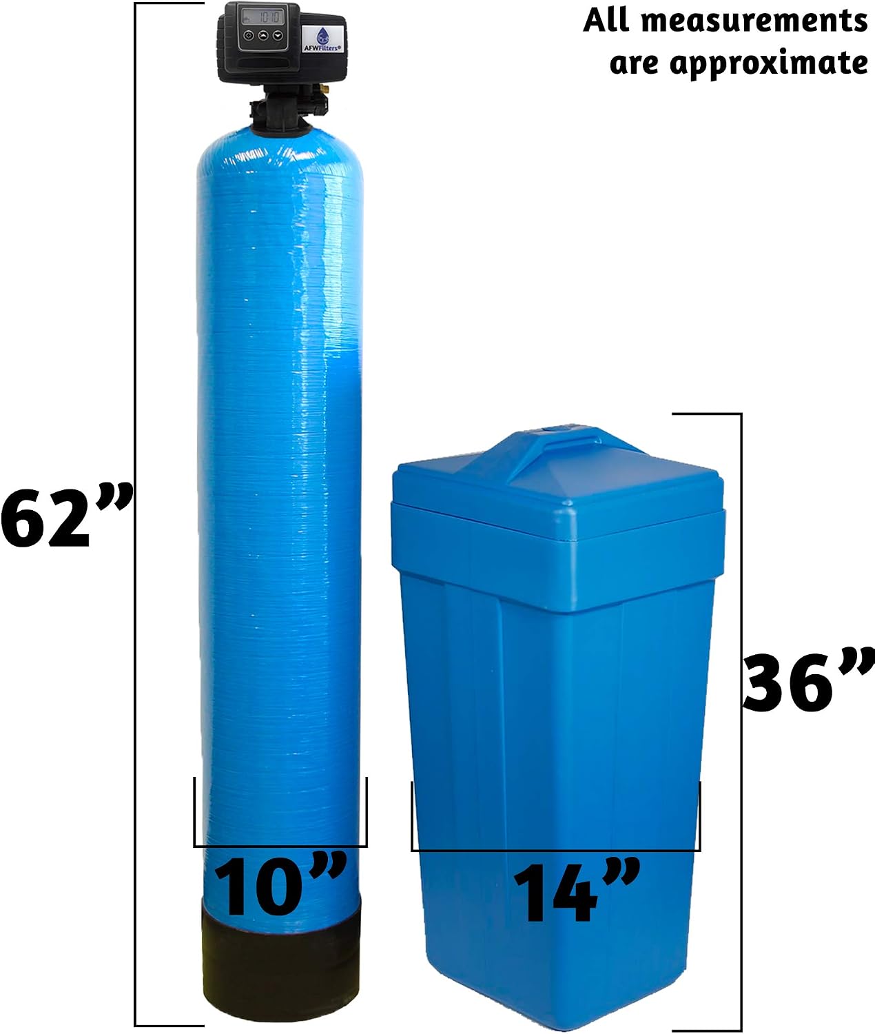 Fleck Combo Package Abundant Flow Built 5600SXT 48,000 Grain Water Softener with Upflow Filter (10% Resin with Carbon), Blue