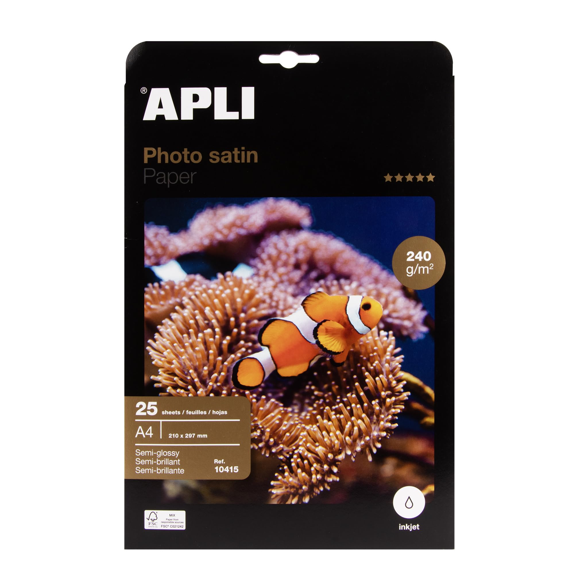 APLI 010415 Satin Photo Paper 210 x 297 mm; 240 g (Pack of 25