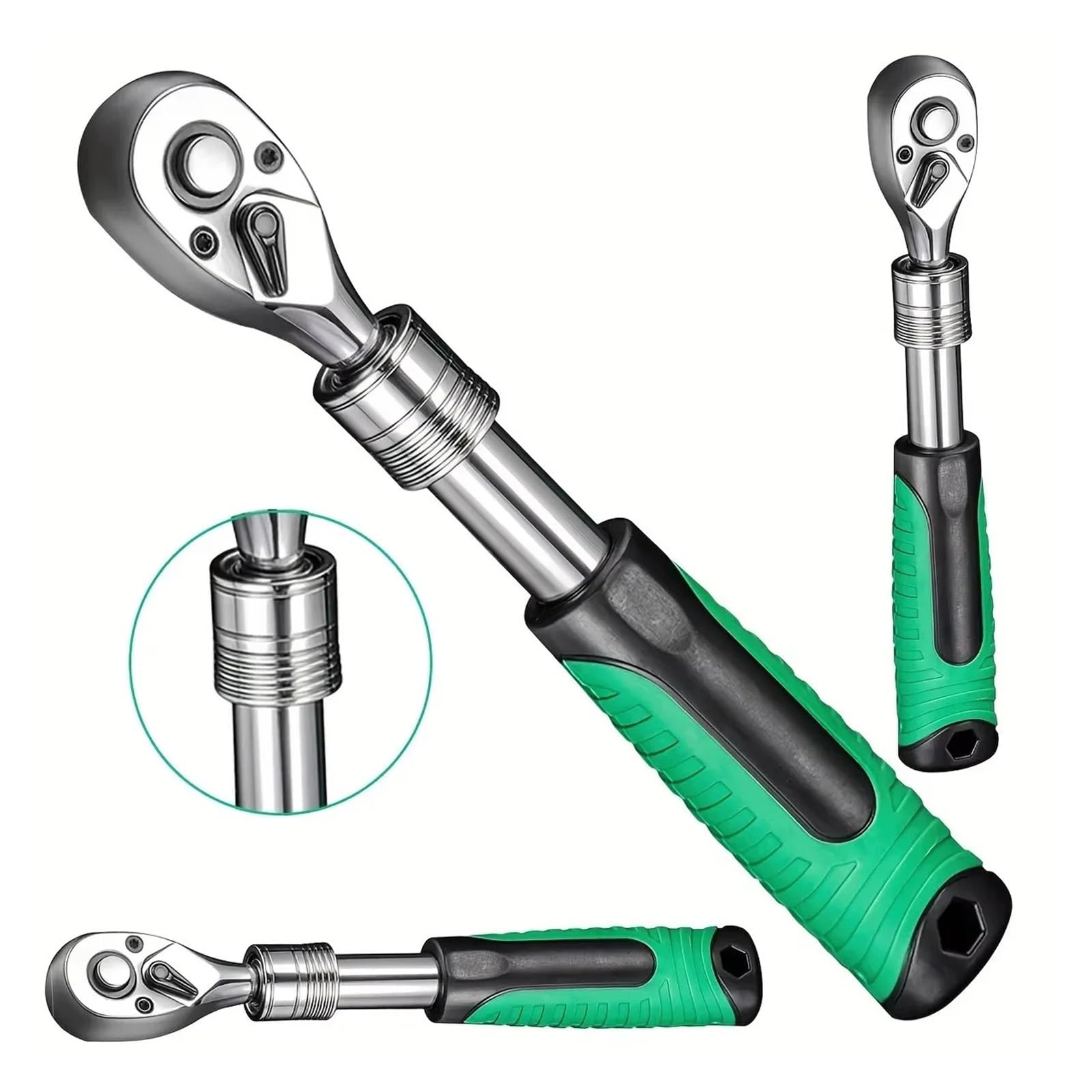 Generico Chiave a cricchetto reversibile a 72 denti | Attacco 1/4,3/8,1/2", manico telescopico, cricchetto reversibile, sgancio rapido