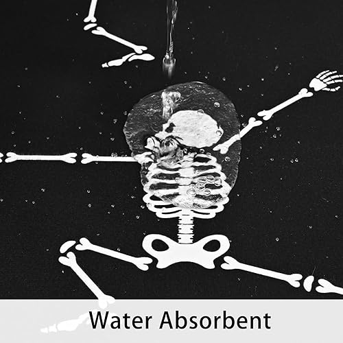 Miniatura 5 de Alfombra de corredor de Feliz Halloween, alfombra de suelo de esqueleto para lavandería, corredor negro con parte trasera de goma, alfombra