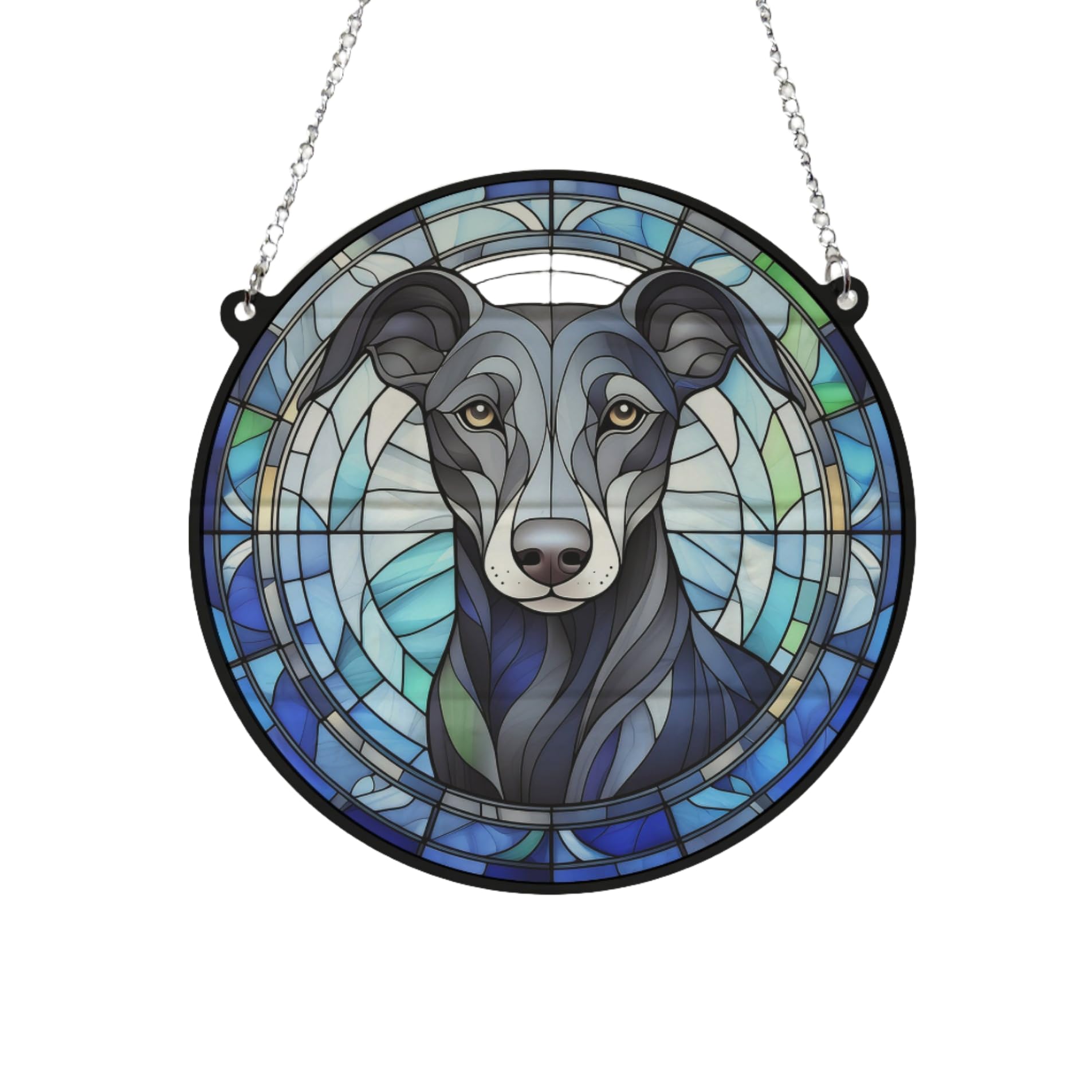 Image Industry Whippet Black & White Stained Glass Effect Suncatcher - Garden Gift - Dog Gift - Pet Memorial (19cm)