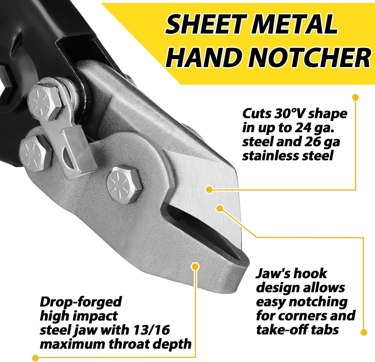 Sheet Metal Hand Notcher Sheet Metal V Notcher Tools Cuts 30 Degree V Notch Ductwork Notching Tool Tubing HVAC Tool for Ductwork Vinyl Siding and Seam Roofing
