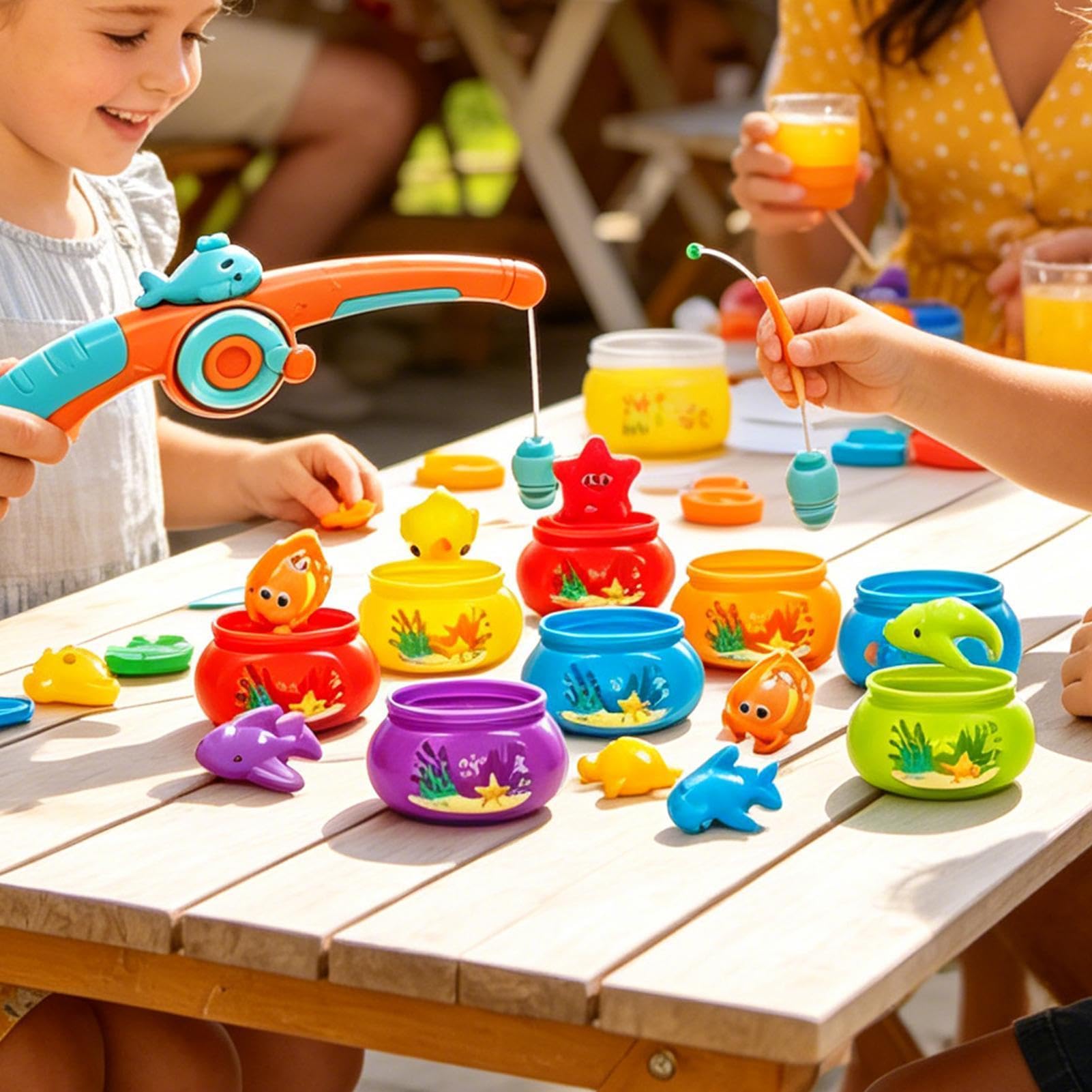 Juego De Pesca Juegos Educativos Acuáticos de Colores | Juguete De Pesca Magnético Para Juego Al Aire Libre, Mesa, , Natación, Viajes, Baño, Piscina Y Tablero