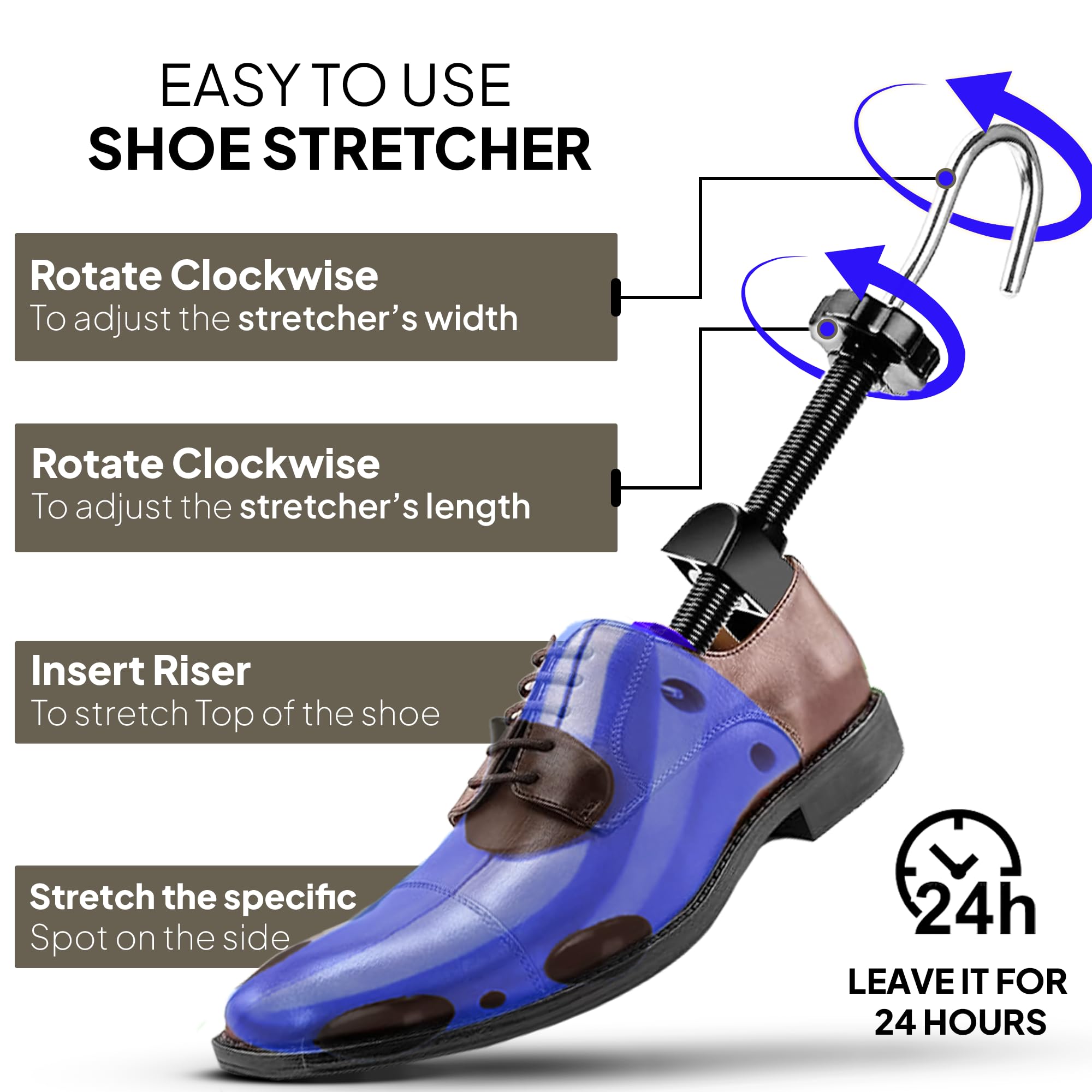 HOUNDSBAY - Estiradores de zapatos de plástico y madera, expansor ajustable para zapatos para hombres y mujeres