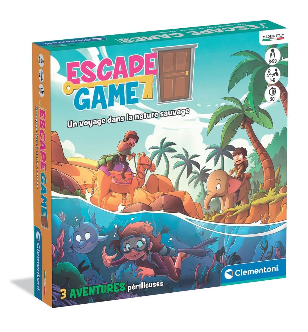 Clementoni - Escape Game für Kinder 8 Jahre – Reise in die Wildnis, Logik- und Rätselspiel, pädagogisches Abenteuer, spielerisches Spielzeug, Geschenkidee für Mädchen und Jungen