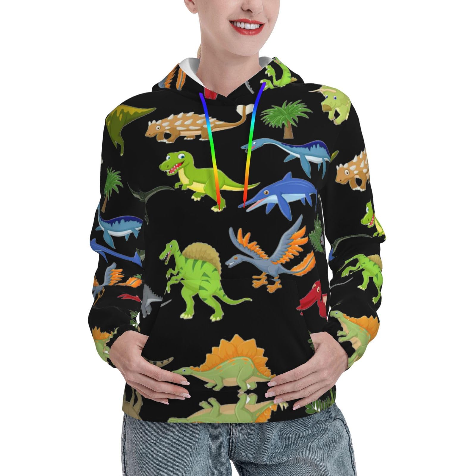 Sweat à capuche dinosaure pull graphique femme ajusté doux et chaud - 8
