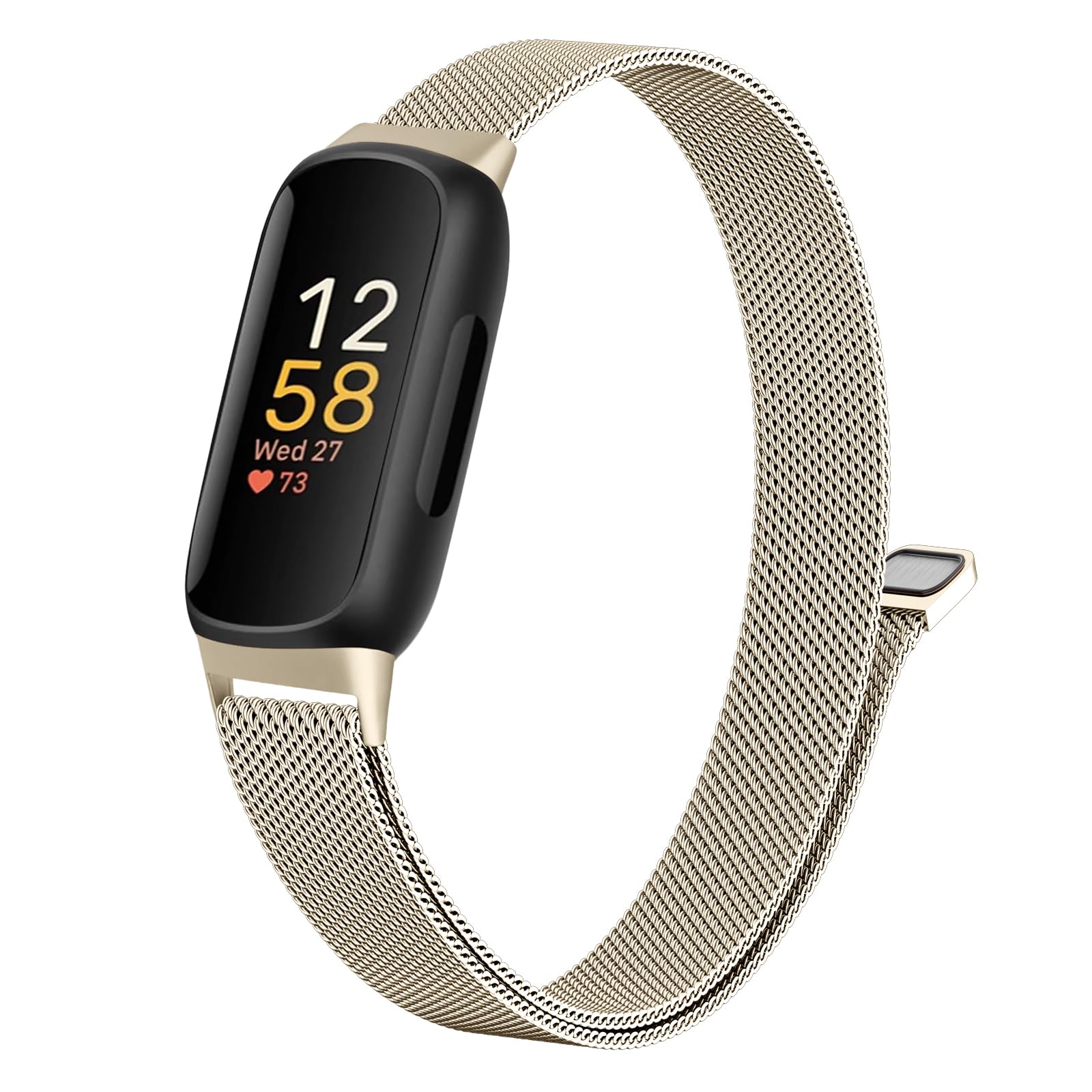 Faliogo Metal Strap Compatible with Fitbit Inspire 3 Strap for Women Men - Adjustable Stainless Steel Loop Sport Band for Fitbit Inspire 3 Fitness Tracker, VintageGold