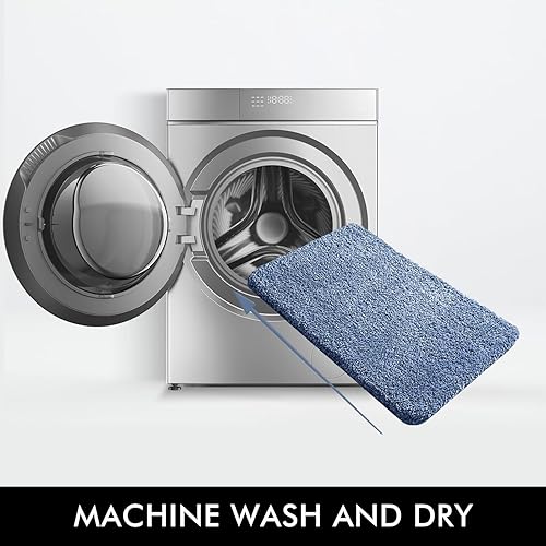 Miniatura 5 de MIULEE Alfombras de baño azules para baño, suaves y absorbentes, antideslizantes, para ducha, baño e inodoro, lavables a máquina, 20 x 30 pulgadas
