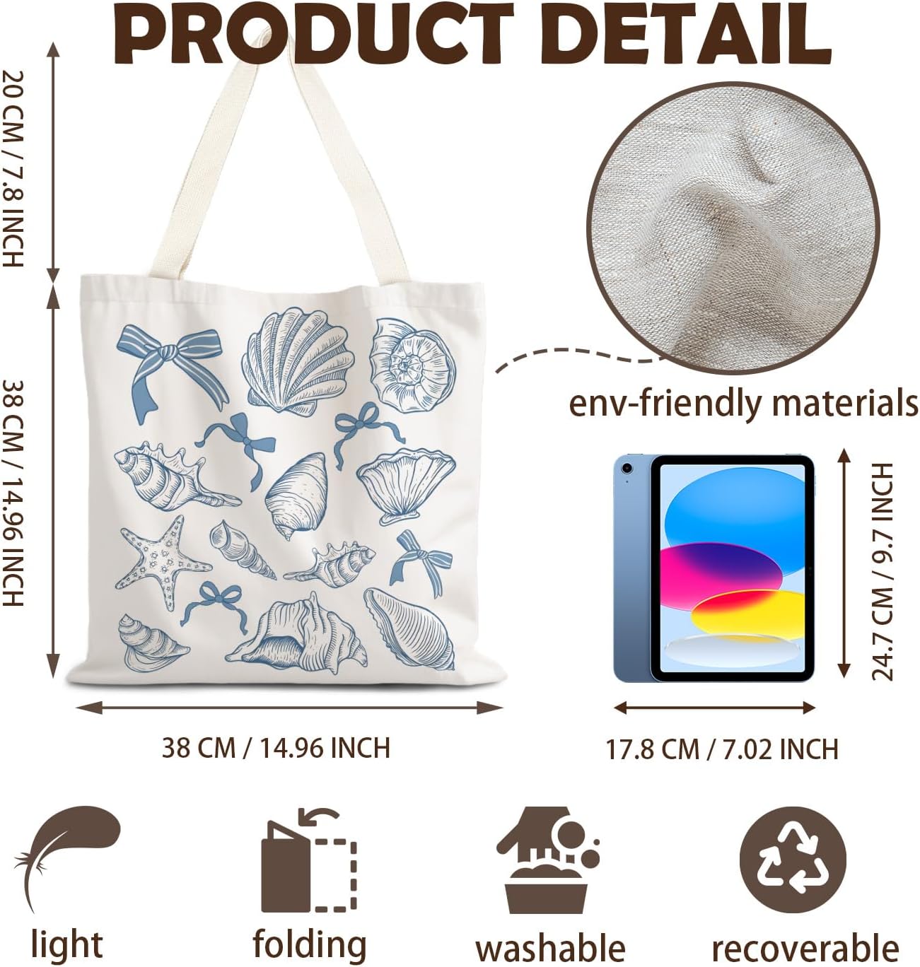 FBB Ocaen Beachy Ocean Sea Fish Reusable Grocery Shopping Bag image 4