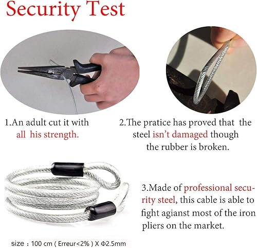 Miniatura 6 de TSA - Cerraduras de equipaje, candados de combinación de dígitos y cable de acero, cerradura de seguridad de viaje, cerradura codificada para